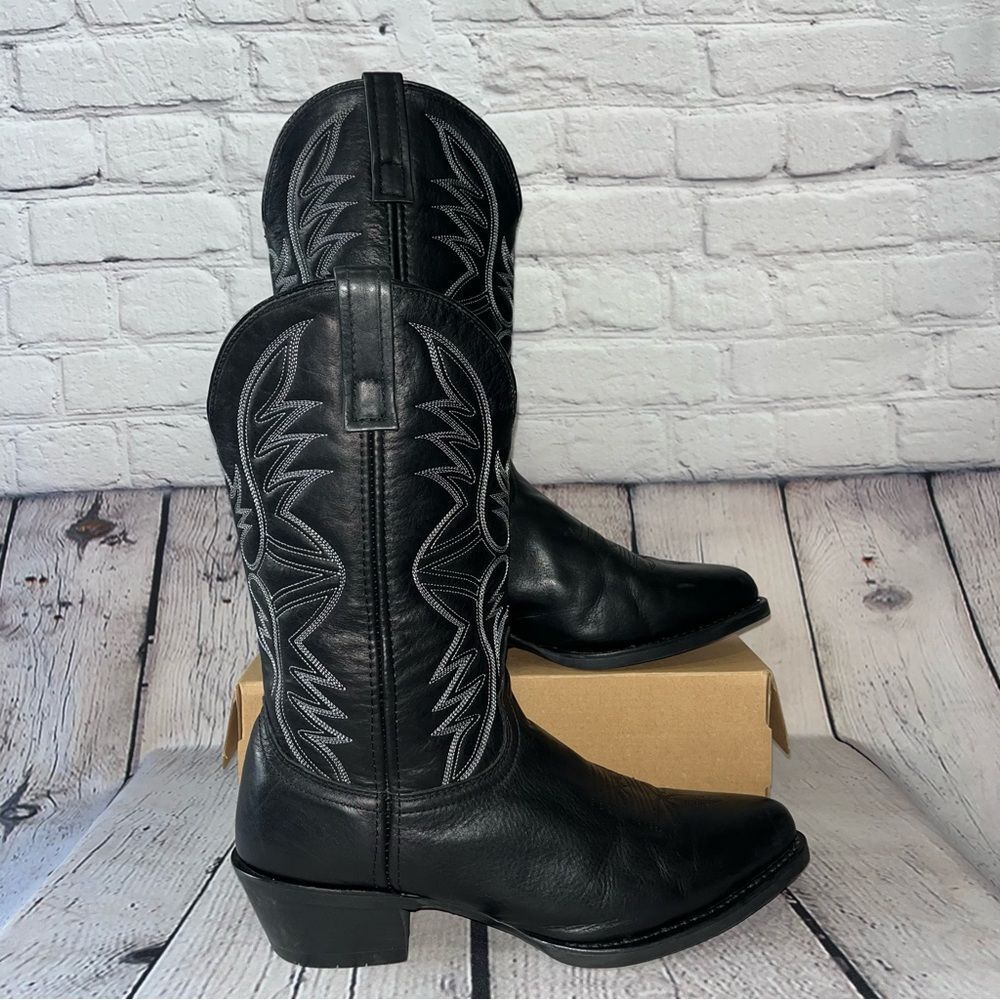 ✅SOLD✅ Laredo Western Birchwood Black Leather Cowboy Boots Size 10.5 - Picture 1 of 17